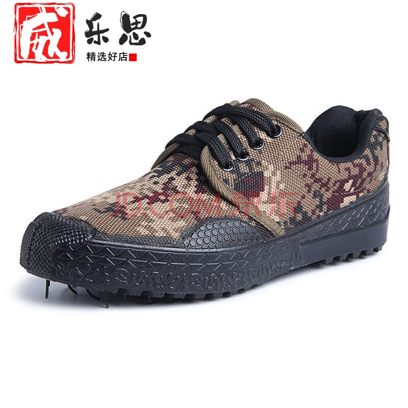 胶鞋解放鞋工地耐磨劳动干活滑黑色帆布胶鞋作训鞋沙漠迷彩鞋劳 荒漠