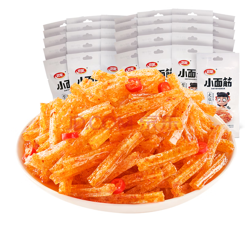 卫龙辣条 休闲小零食 办公室宿舍零食 香辣味小面筋280g/袋约13包 怀旧童年小吃