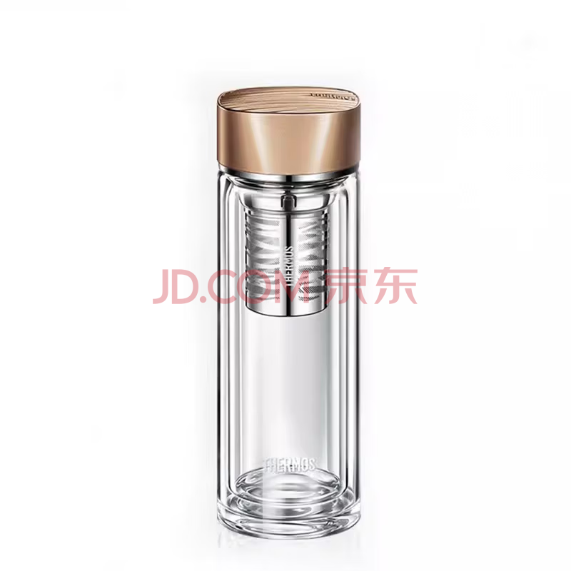 金五缘水杯TCGB-400双层玻璃过滤茶漏便携防漏泡茶水杯 400ml