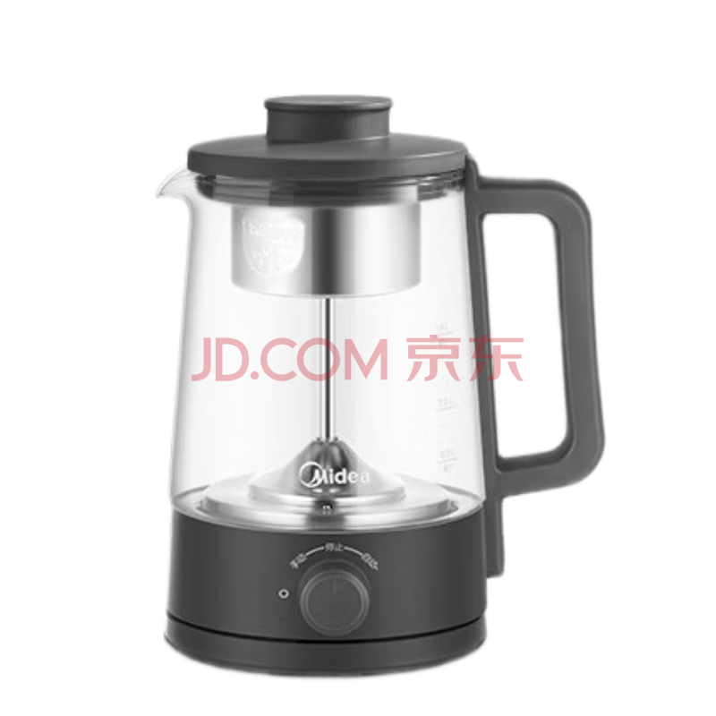 Midea美的电热水壶高硼硅玻璃迷你泡茶壶食品级304不锈钢可视化开水壶 不锈钢 1L ZC10-D1 