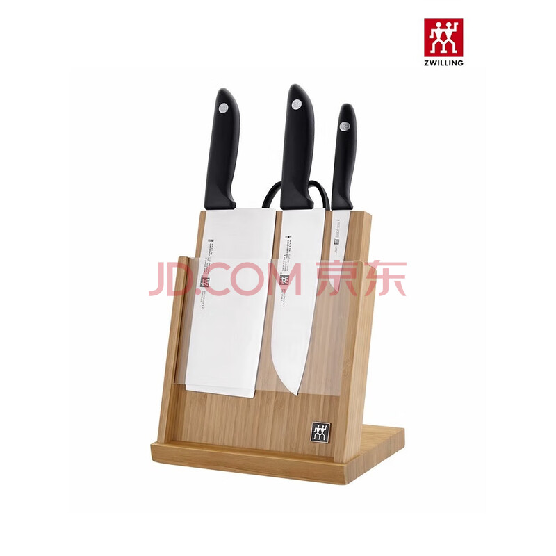 双立人TWIN Point S磁性竹制插刀架五件套家用厨房刀具套装水果刀多用刀