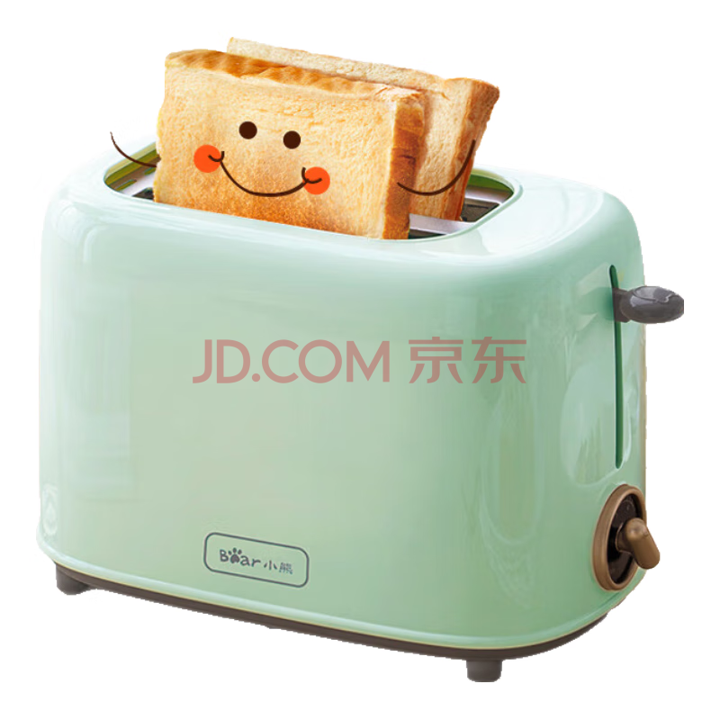 小熊（Bear）面包机 多士炉早餐烤吐司机 烤三明治面包片2片家用多功能轻食机 6档烘烤带防尘盖DSL-C02W1绿色