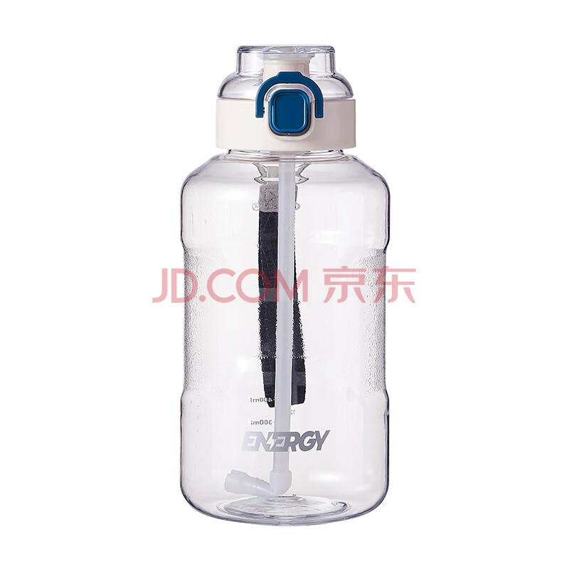 富兴大容量塑料吸管杯简约运动水壶水瓶吨吨桶（象牙白 1500ml）