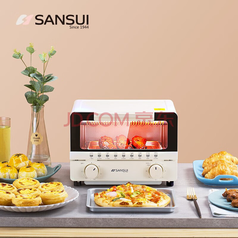 SANSUI电烤箱 SKX09家用迷你小型烘焙小烤箱控温烤蛋糕披萨 白色