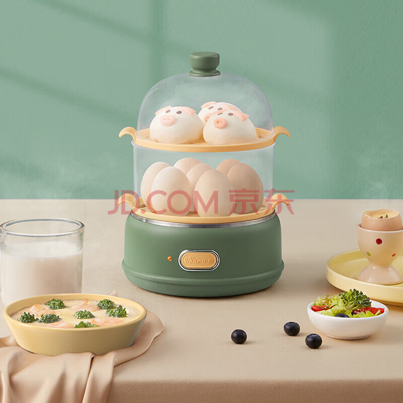 小熊YHS煮蛋器双层家用蒸蛋器多功能煮鸡蛋神器防干烧自动断电大容量早餐神器 一键快煮 ZDQ-B14E8