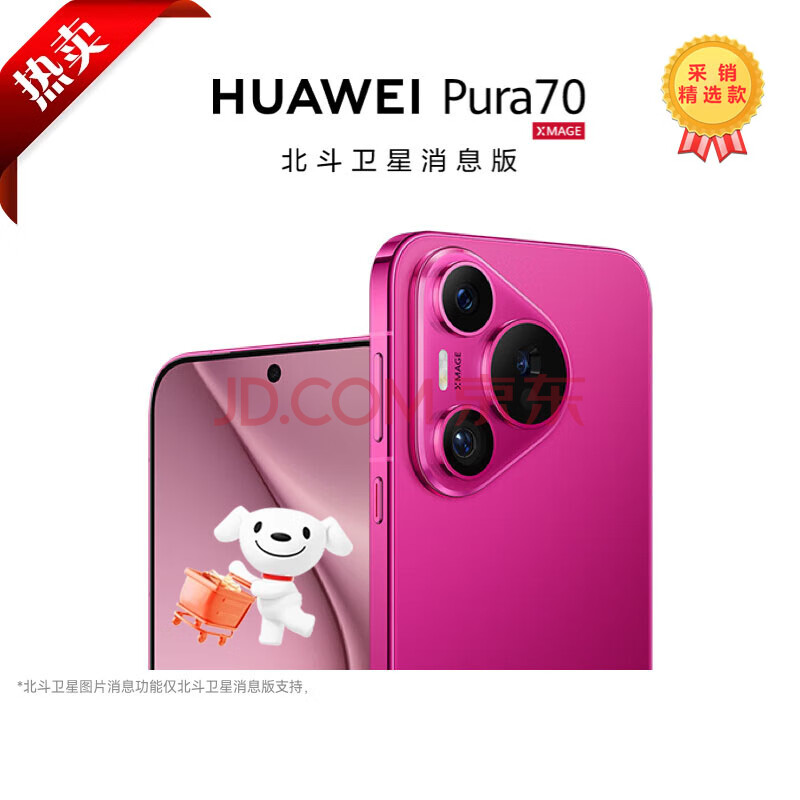 华为（HUAWEI）Pura70 12+512GB樱玫红 北斗卫星消息版 超高速风驰闪拍第二代昆仑玻璃华为p70*送礼好物 采购精选