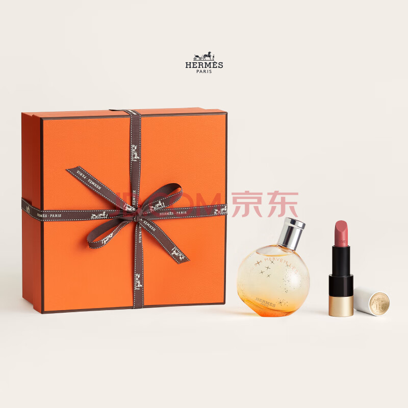 爱马仕（HERMES）口香礼盒套装缎光唇膏21显白色+橘彩香水女30ml38女神节礼物女