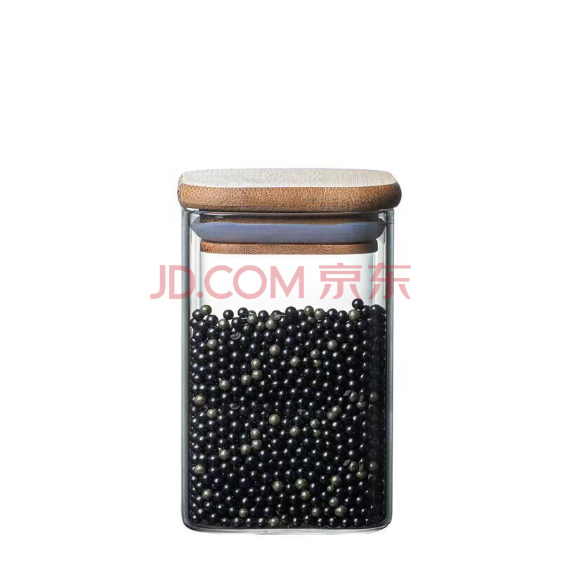 茶循 高硼硅方形密封罐透明玻璃储物罐 60*200方形储物罐（带竹盖） 