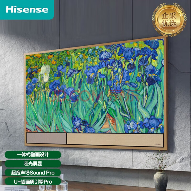 海信电视 璀璨65英寸艺术电视 哑光超薄贴墙平嵌大屏/65R8K