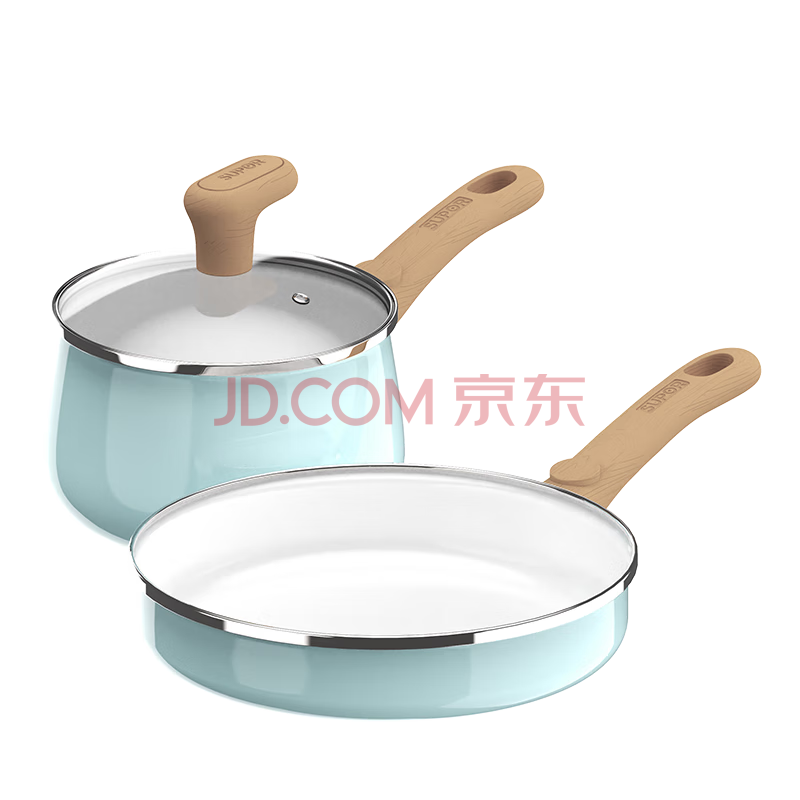 苏泊尔锅具套装悦享轻珐琅两件套 VTP2215T/海盐蓝 24cm煎锅+16cm奶锅