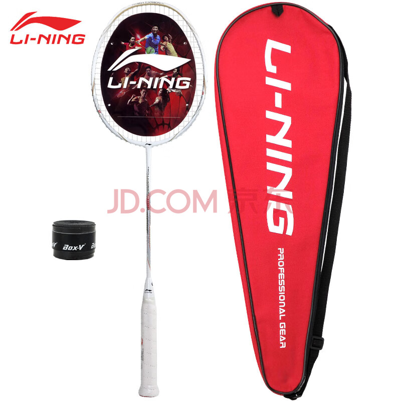 李宁li-ning 初中级进阶全碳素羽毛球拍单拍 hc1100 白色(已穿线)