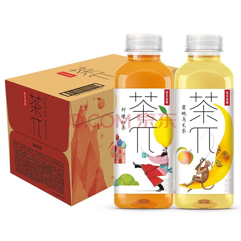 农夫山泉茶派茶π蜜桃乌龙茶柠檬红茶果味茶饮料900ml12瓶整箱饮品