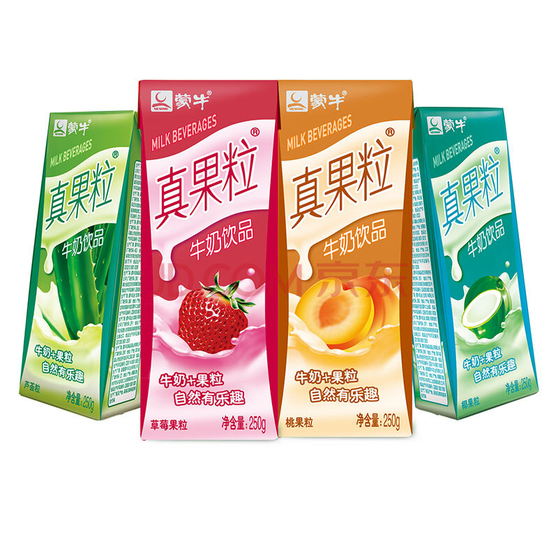 蒙牛 真果粒牛奶饮品(草莓 芦荟 椰果 桃果粒)250g*24 四种口味缤纷装