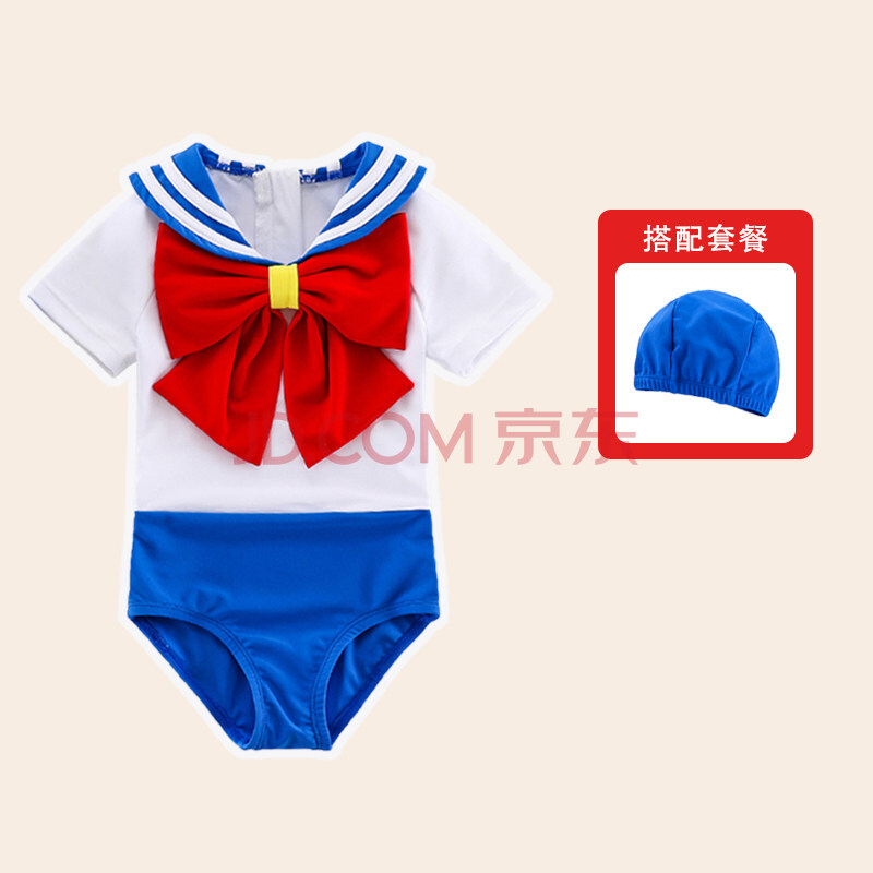 儿童泳衣女孩网红女童2021新款分体连体可爱日系宝宝游泳衣 连体三角