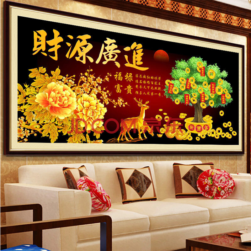 十字绣新款5d钻石画非满钻客厅装饰画财源广进贴钻点钻水晶砖石画魔方