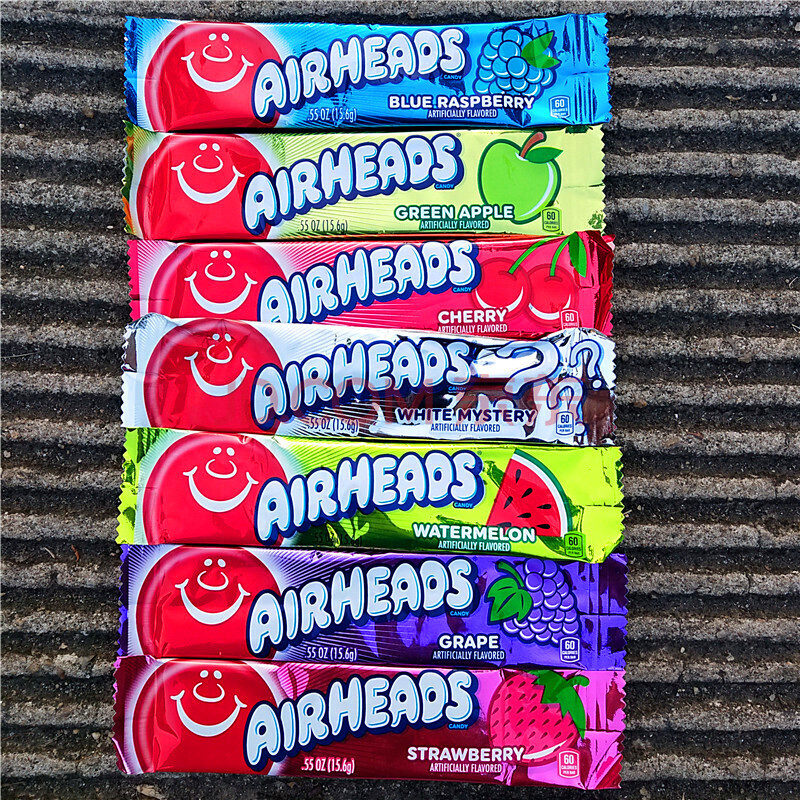 味软糖儿童零食小吃糖果多口味休闲食品airheads candy 青苹果味green