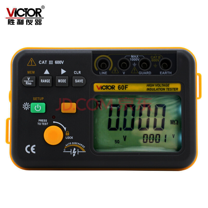 胜利仪器(victor)数字兆欧表 绝缘电阻测试仪 2500v高压摇表vc60f 量