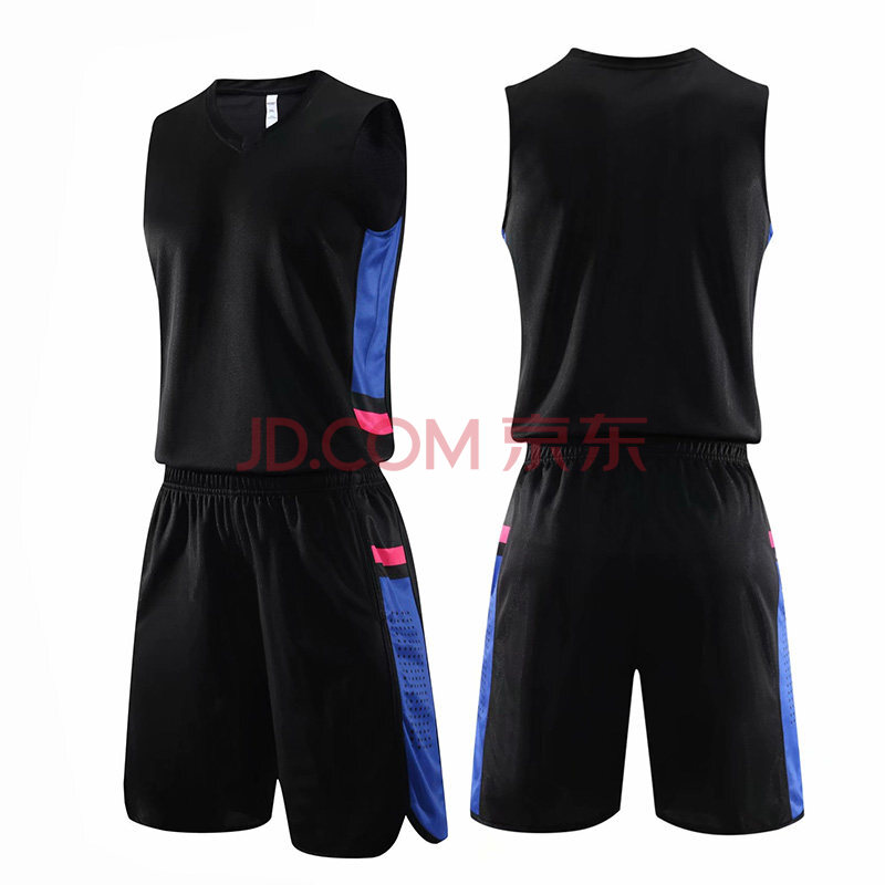 品宇篮球服套装男学生比赛团购球衣定制蓝球队服印字潮流嘻哈v领 黑色