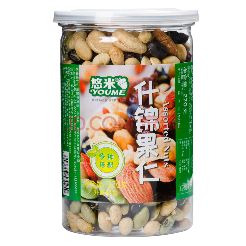 悠米 坚果炒货 休闲零食 混合坚果 什锦果仁罐装270g