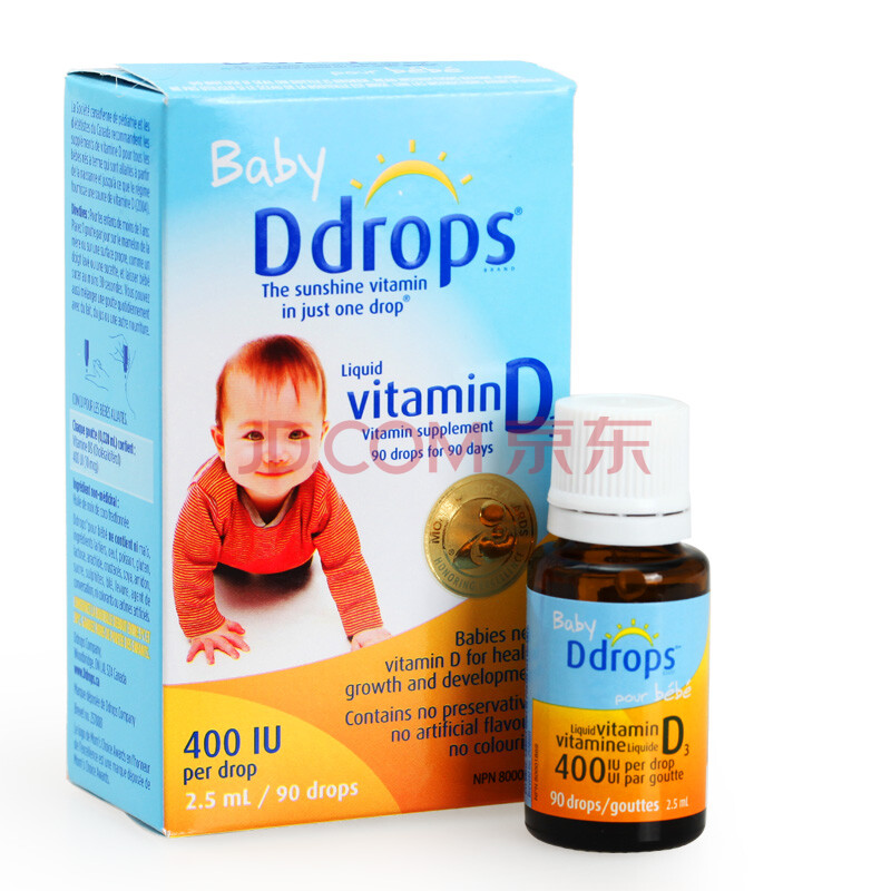 购Baby Ddrops婴幼儿童宝宝维生素D3滴剂补