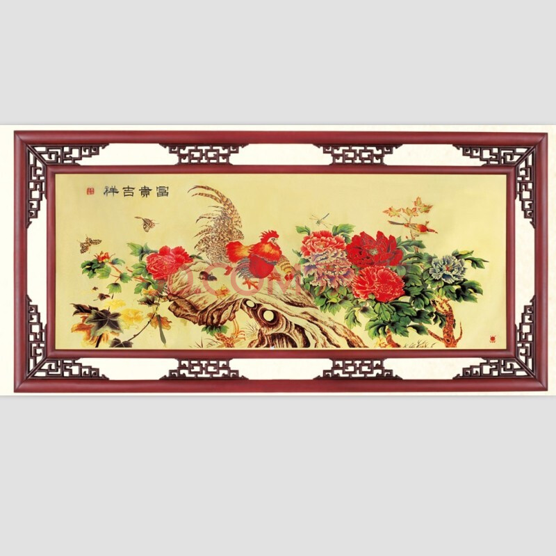 纯铜壁画富贵吉祥彩色铜箔画招财佑福风水挂画匾家居装饰新房装修开业