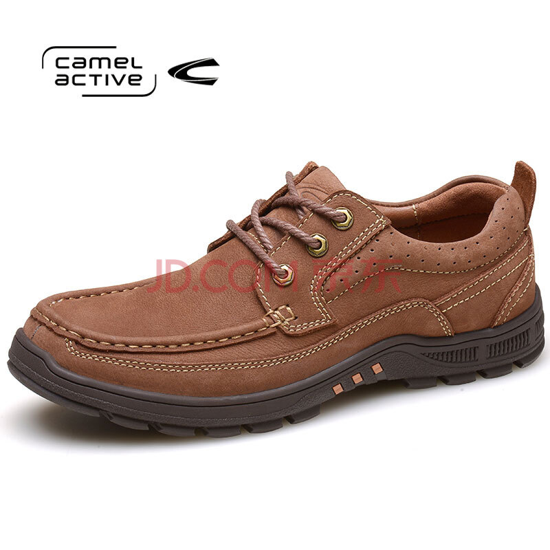 駱駝動感(Camel Active)經典磨砂皮戶外休閑鞋圓頭系帶防滑耐磨車縫線流行男鞋棕色41