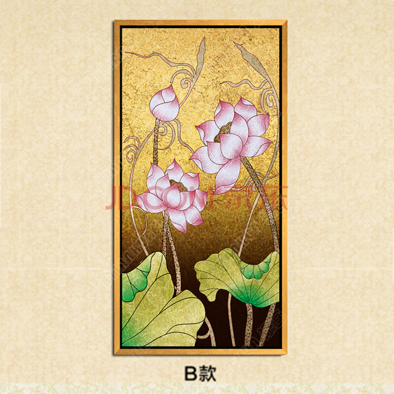 添画 东南亚风格装饰油画 纯手绘泰式金箔油画 客厅玄关挂画 b款画面