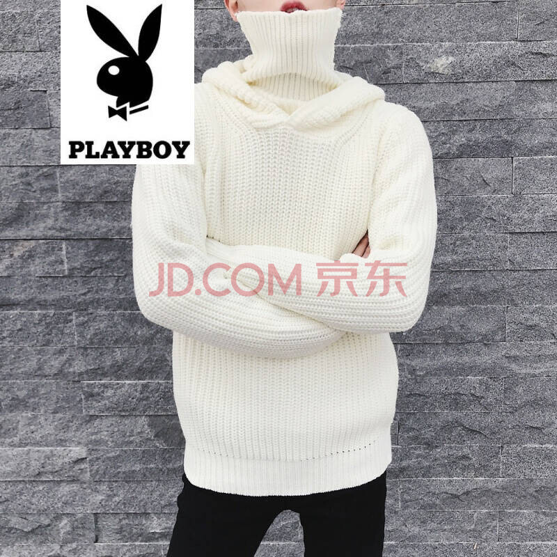 »¨»¨¹«×Ó £¨PLAYBOY£©·çÒÂÄÐÖг¤¿î¼ÓºñÇﶬ¿îÉ«ÁìÁ¬Ã±ÄÐÕëÖ¯ºñëÒÂËÄÉ«0ÊÓÆµ °×É« XL