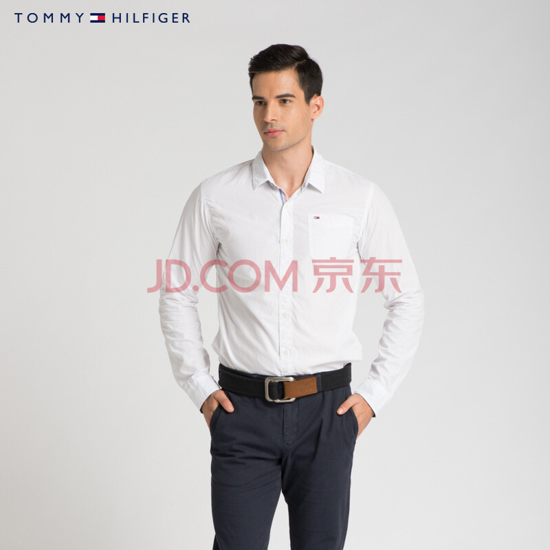 tommy hilfiger 品牌logo长袖衬衫(修身版) | 1957876160ls 100白色 m