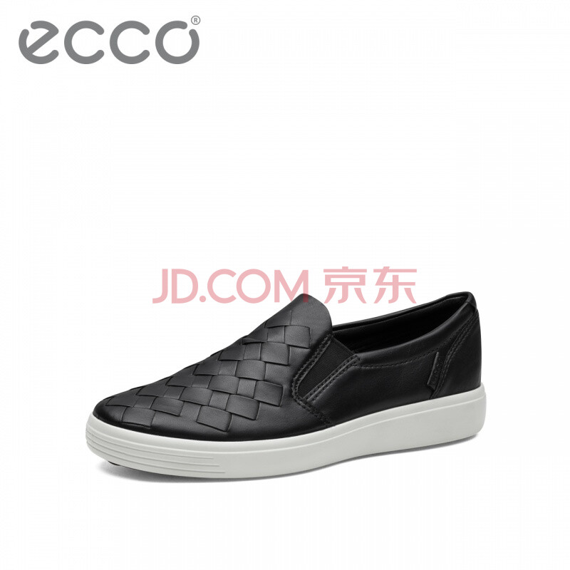 ECCO爱步春夏新品休闲男鞋 鞋面交叉带设计一脚蹬 柔酷7号 黑色43045401001 41
