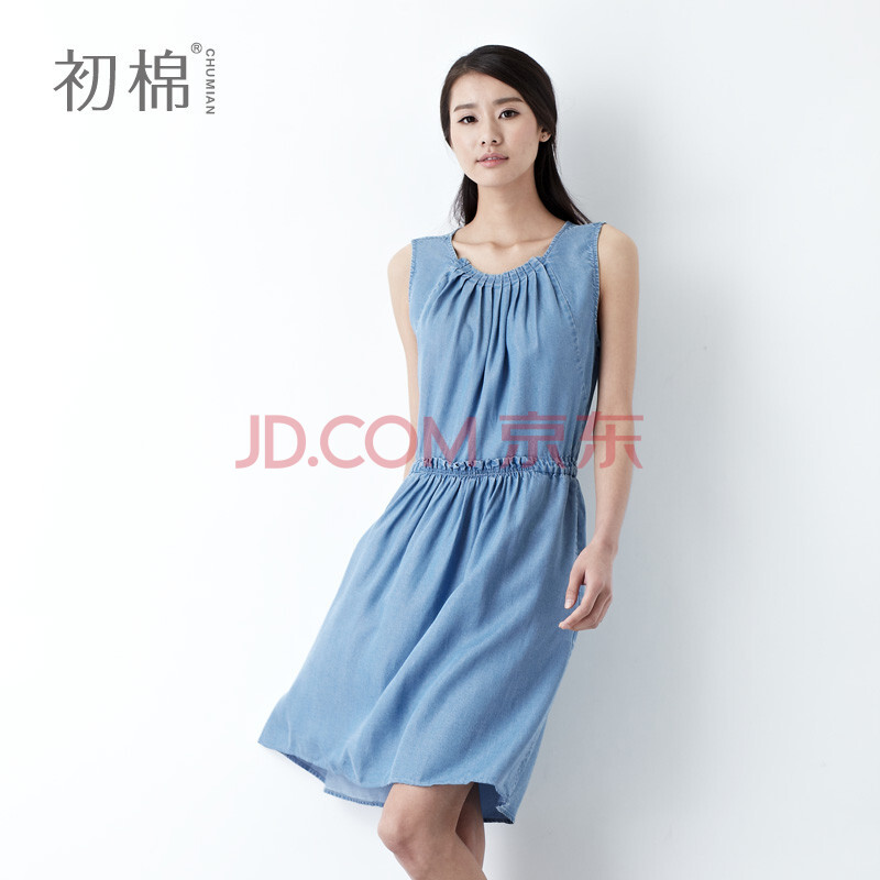 初棉夏季<em>女装</em>天丝牛仔裙女<em>夏</em>牛仔连衣裙大码 