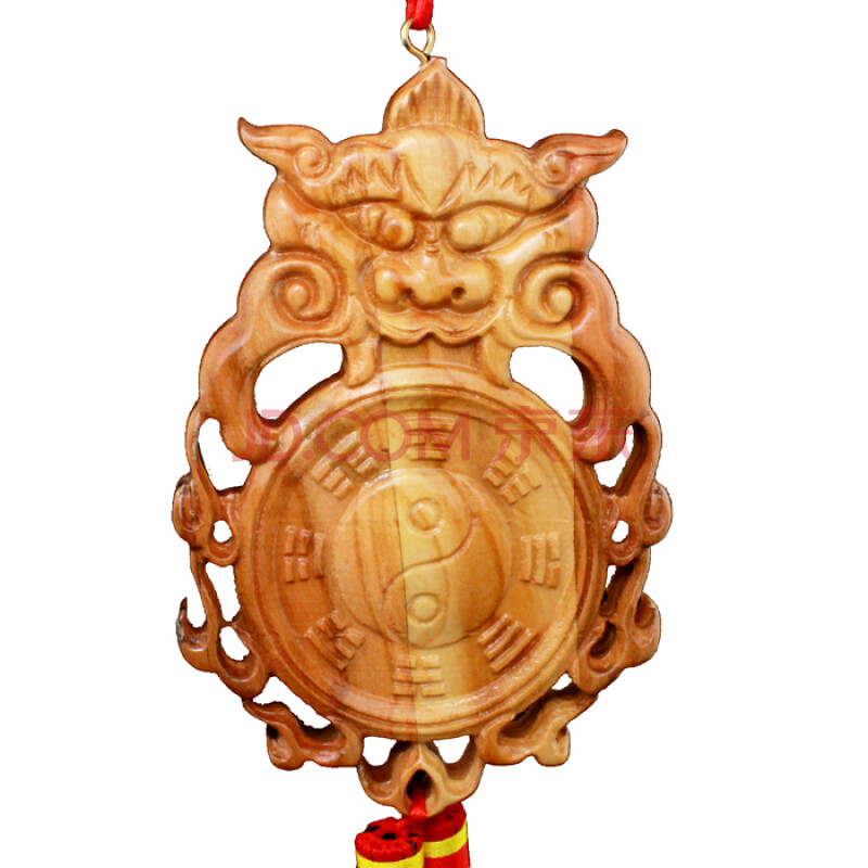 开光虎头桃木七星兽头兽首火边八卦镜 兽首火苗八卦镜卫生间厕所 b款