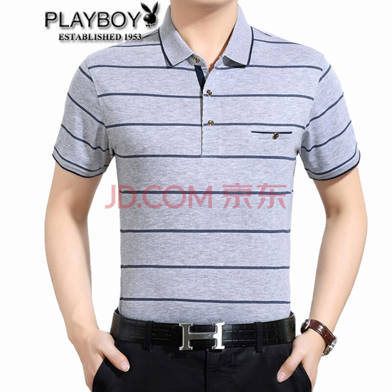 »¨»¨¹«×Ó£¨PLAYBOY)¶ÌÐäTÐôÄÐ2018Ïļ¾Ð¿îÖÐÄêÄÐÊ¿ÌõÎÆPOLOÉÀº«°æÐÝÏзÁìÃÞ »ÒÉ«H001DT1603 165ÍÆ¼ö98-120½ï