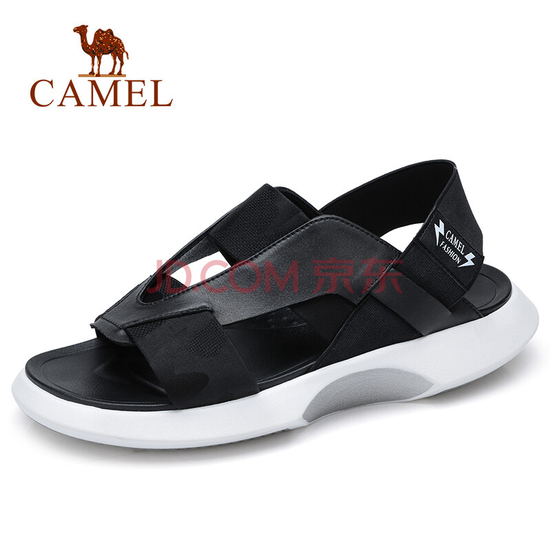 骆驼(CAMEL)男鞋 夏季时尚休闲凉鞋 潮酷街头青少年迷彩厚底凉鞋 A822286042 黑色 41