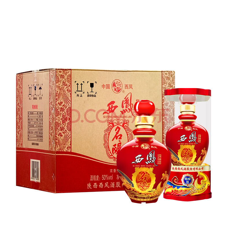 西凤酒50度名酿精酿级浓香型白酒婚宴送礼佳品 整箱500ml*6