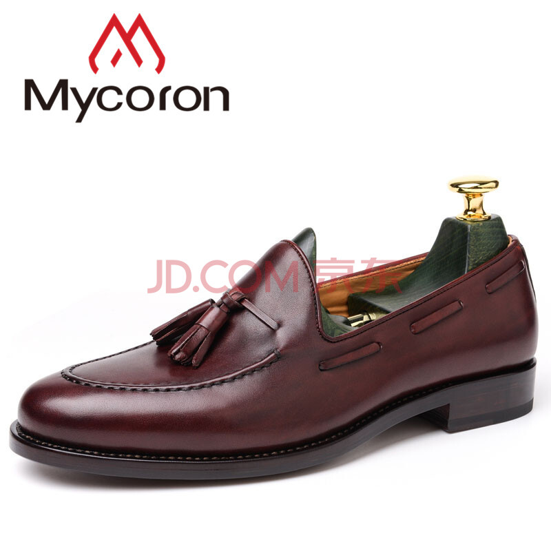 mycoron 2018简约夏季男鞋时尚潮流皮鞋男欧美风个性流苏耐磨固特异定制鞋(定制款不退不换) 酒红色 40