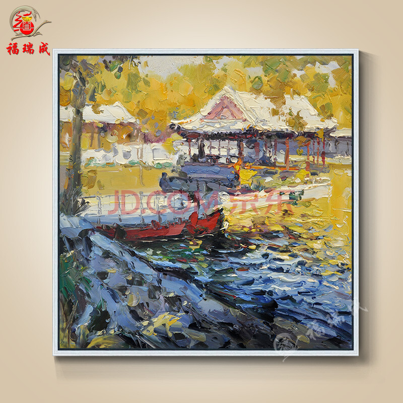 手绘欧式简约古典花卉风景人物有框卧室客厅装饰壁画图片