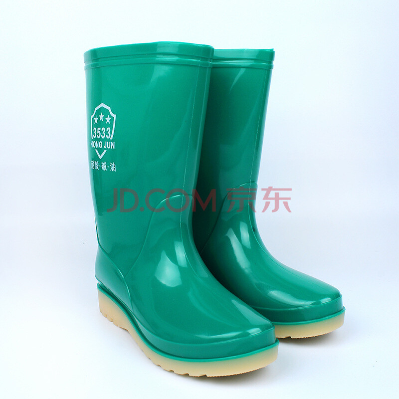 女士三防PVC膠鞋勞保工礦水靴防滑膠靴耐油雨靴廚房雨鞋 綠色 38