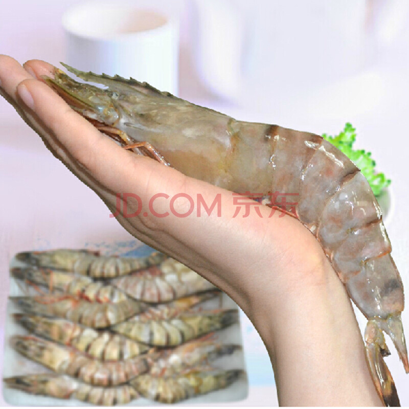对虾 进口生鲜竹节虾 青明虾越南黑虎虾 海鲜水产包邮 800g 12头