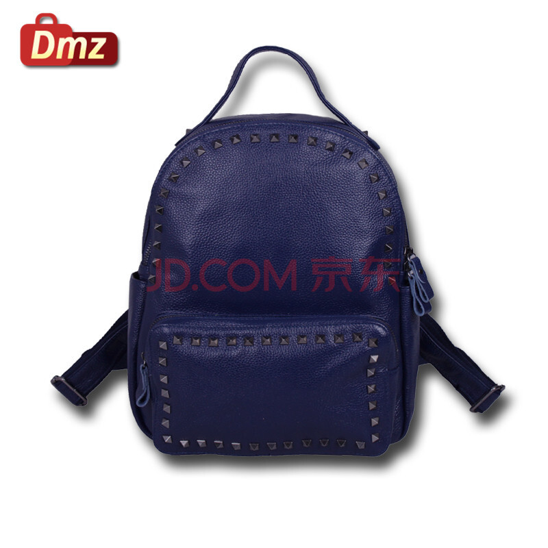 dmz 2016新款韩版潮真皮双肩包女牛皮铆钉双肩背包朋克风皮背包女包图片