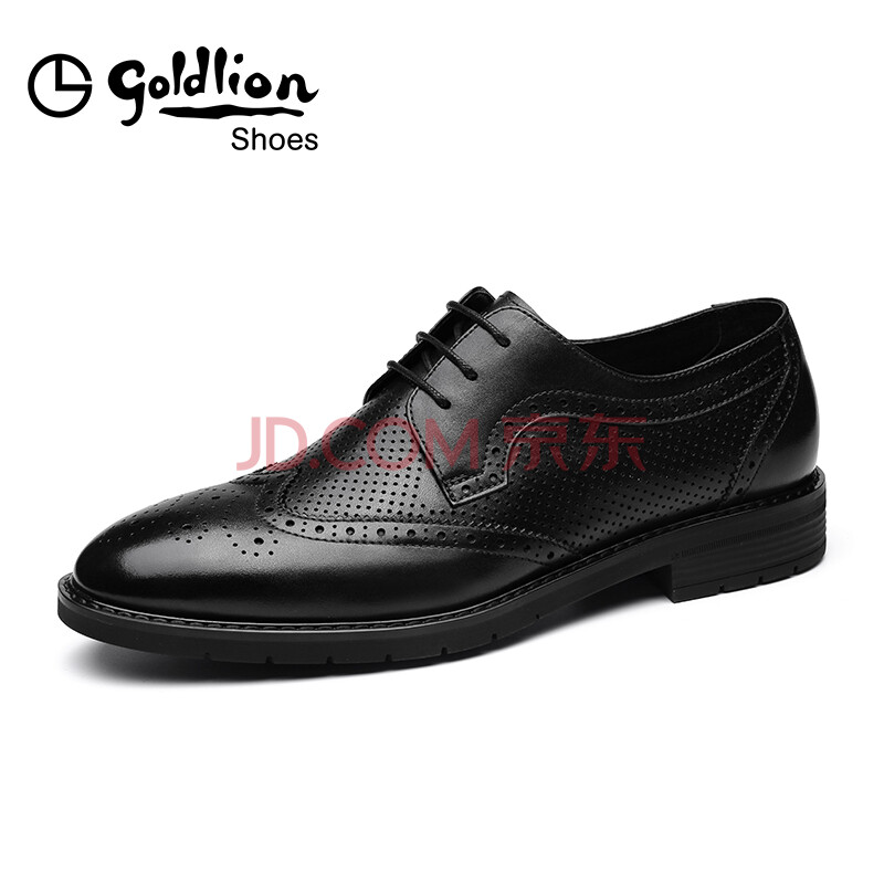 Goldlion/½ðÀûÀ´ÄÐЬ 2018Ïļ¾ÐÂÆ·ÉÌÎñÕýװЬ²¼Âå¿Ëµñ»¨Æ¤Ð¬ÄÐ ÄÍÄ¥ïοÕÍ¸ÆøµÂ±ÈЬ ºÚÉ« 41