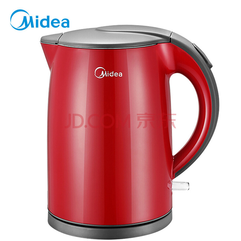 美的（Midea）电水壶 304不锈钢电热水壶 1.5L容量 无缝一体内胆 双层防烫烧水壶WH415E2g（红玉）