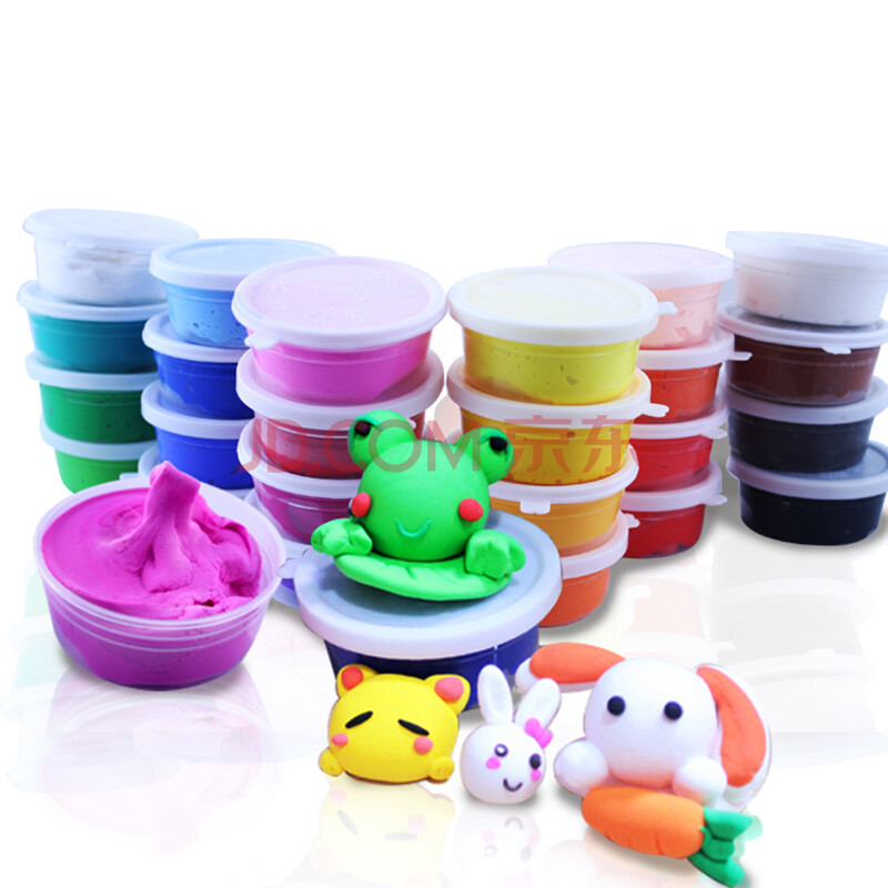 24色橡皮泥黏土套装儿童玩具3d彩泥太空泥启蒙 24色塑料盒单个包装
