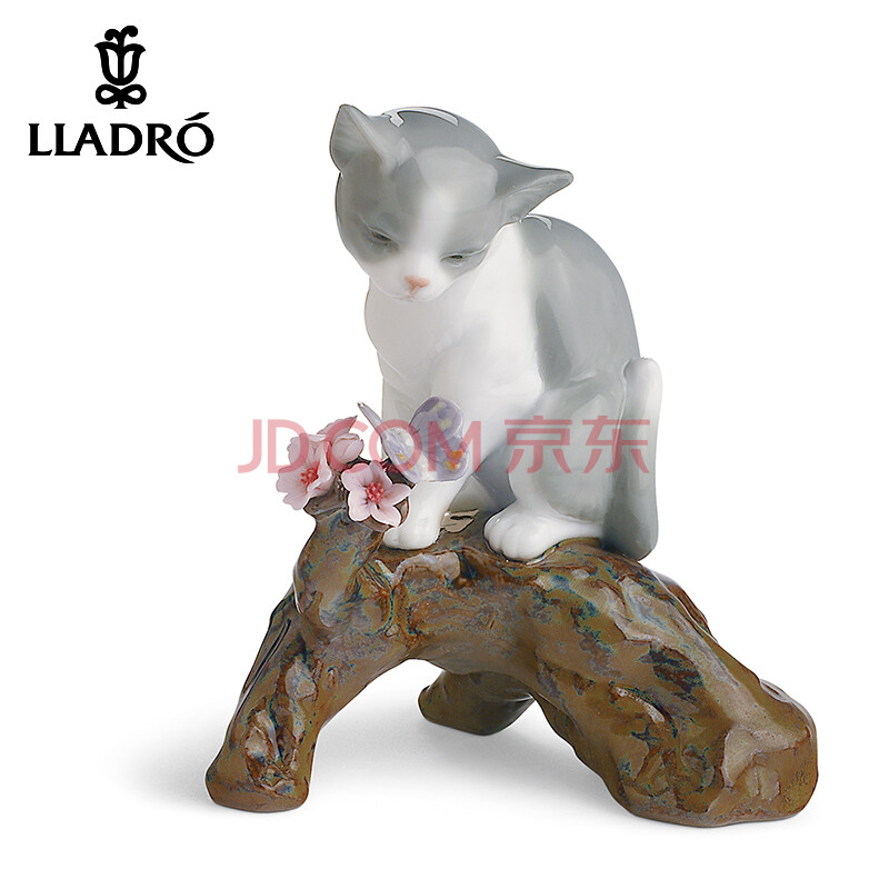 雅致lladro 西班牙国宝瓷偶艺术品陶瓷器摆件家居 为你绽放-小猫