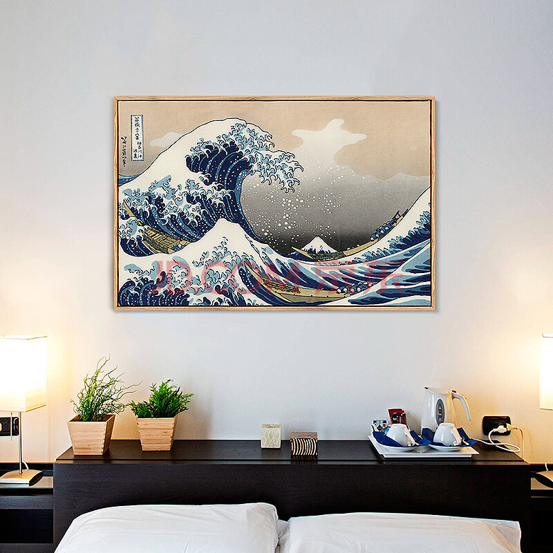 星川玄关装饰画现代简约日式浮世绘挂画北欧壁画餐厅墙画神奈川 曲柳