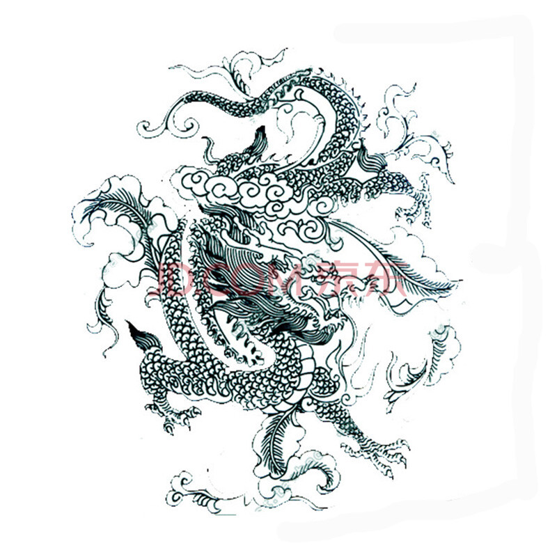 防水 纹身贴 男女 仿真 狼头 青龙 老虎 刺青 花臂 图腾雄鹰 青龙