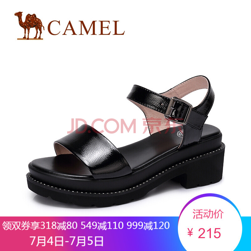 ÂæÍÕ£¨CAMEL£©Å®Ð¬ 2018Ïļ¾ÐÂÆ· Á¹Ð¬Å®´Ö¸úÐ¬ÊæÊʼò½àË®×êЬ±ßÒ»×ÖЬÁ¹Ð¬ ºÚÉ« 37