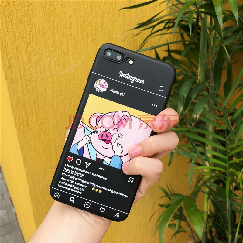 ins網紅卡通可愛蘋果6s plus手機殼7/8plus/6女款iPhonex小仙女 iPhoneX 做豬呢保持微笑