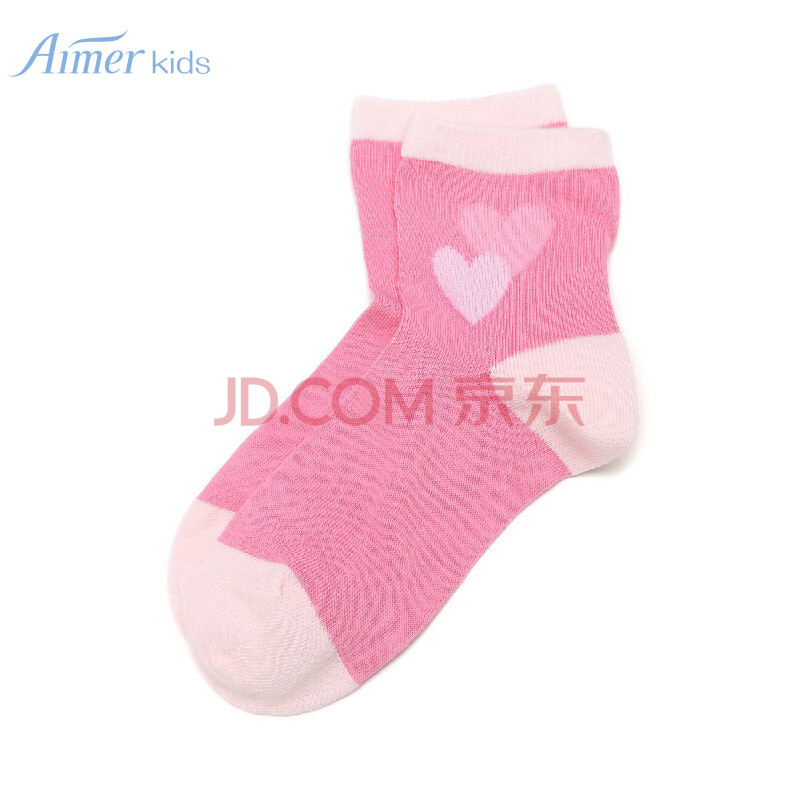 aimer kids aimer kids儿童款舒适简洁透气袜子女童袜儿童袜 粉色 16
