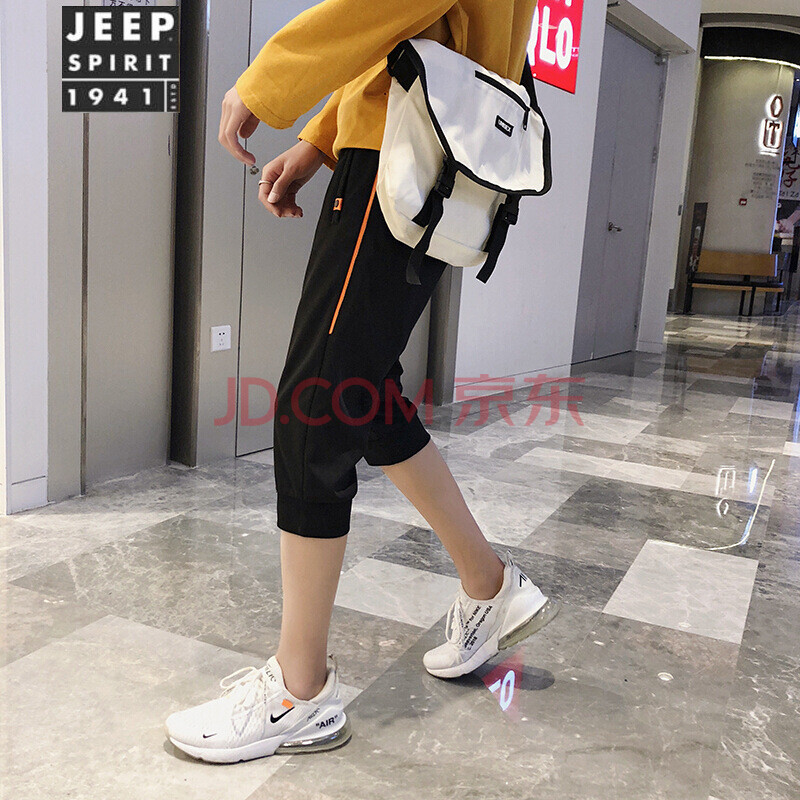 ¼ªÆÕ£¨JEEP£©¾Ûõ¥ÏËά97°±ÂÚ3IJ¶¤Ö¯´ø×²É« ¸Û·çÏļ¾Æß·Ö¿ãÔ˶¯¿ã³±ÄÐ ºÚÉ« ͼƬɫ M